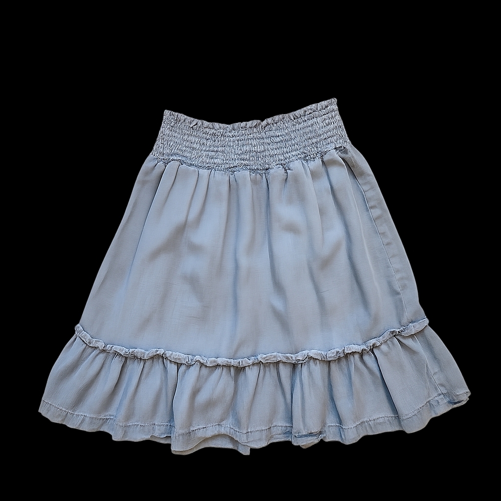 H&M Sky Blue Demin Ruffled Mini Skirt